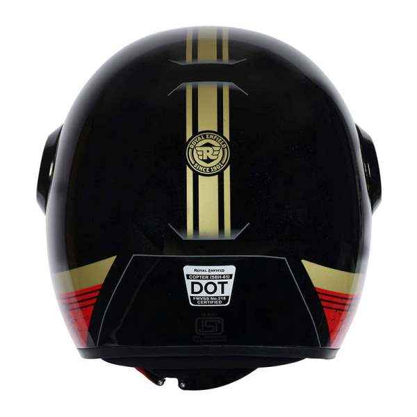 Royal Enfield Copter Live to Ride Gloss Black Gold Helmet - Image 4