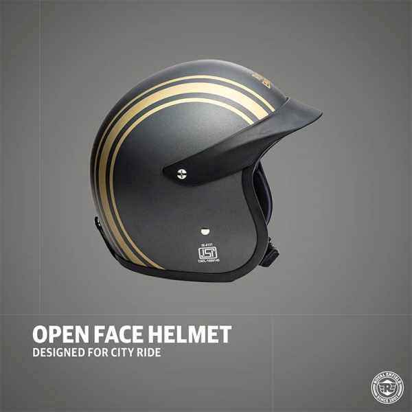 Royal Enfield RVP Stripe Open Face Lightweight Helmet Athena Grey - Image 3