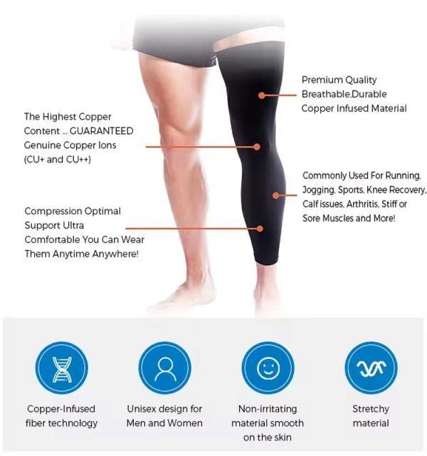 Running & Football Full Leg Compression Sleeve with Knee Brace Support-21200160001 - Image 4