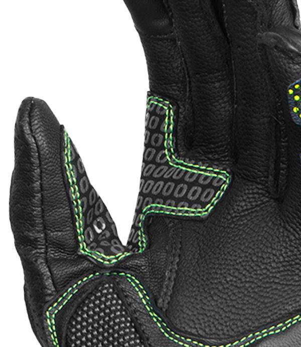 Rynox Advento Pro Gloves - Black Hi-Viz Green - Image 4