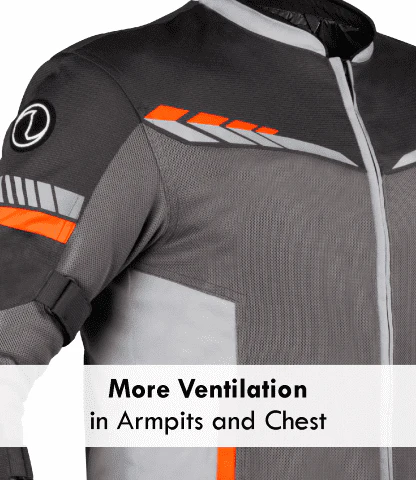 Rynox Air GT 4 Riding Jacket - Grey Hi Viz Orange - Image 3