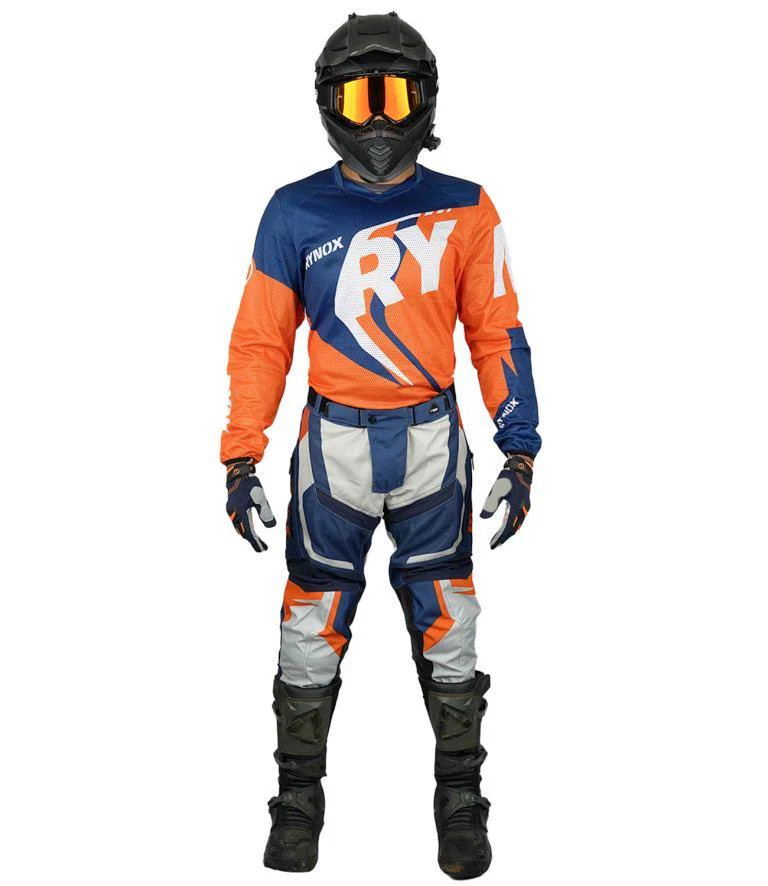 Rynox Switchback Neo Offroad Jersey - Hi-viz Orange Blue - Image 4