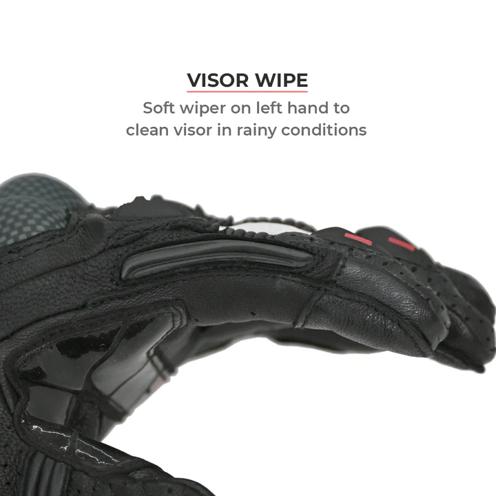 Viaterra Shifter Short Motorcycle Black Red Riding Gloves - Image 13
