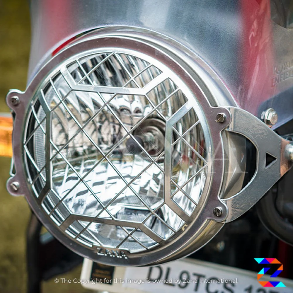 Silver Head Light Grill Type-4 for Himalayan (2016-2020) &amp; Himalayan BS6 (2021) by ZANA-ZI-8141