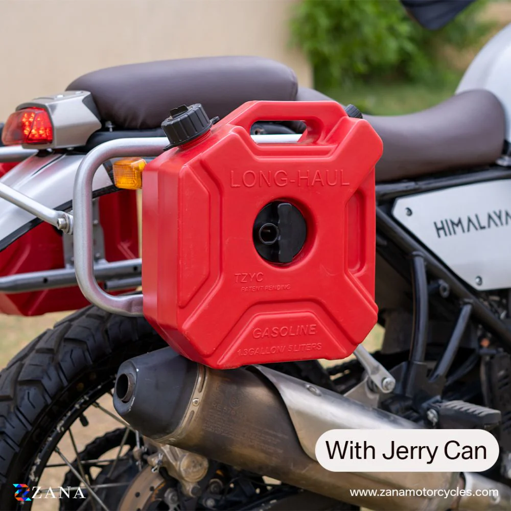 Silver Saddle Stay for Himalayan(2016-22) & Scram 411(2022) with Exhaust Shield with Jerry Can Mounting by ZANA-ZI-8149 - Image 2