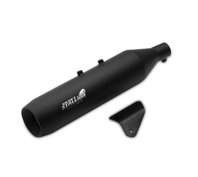 Silver Stallion-Exhaust (Black-Matte) For Royal Enfield-Himalayan 411 / Scram / Scram 440 (Glide)