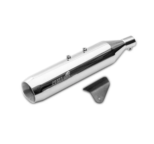 Silver Stallion-Exhaust (Silver) For Royal Enfield-Himalayan 411 / Scram / Scram 440 (Glide)