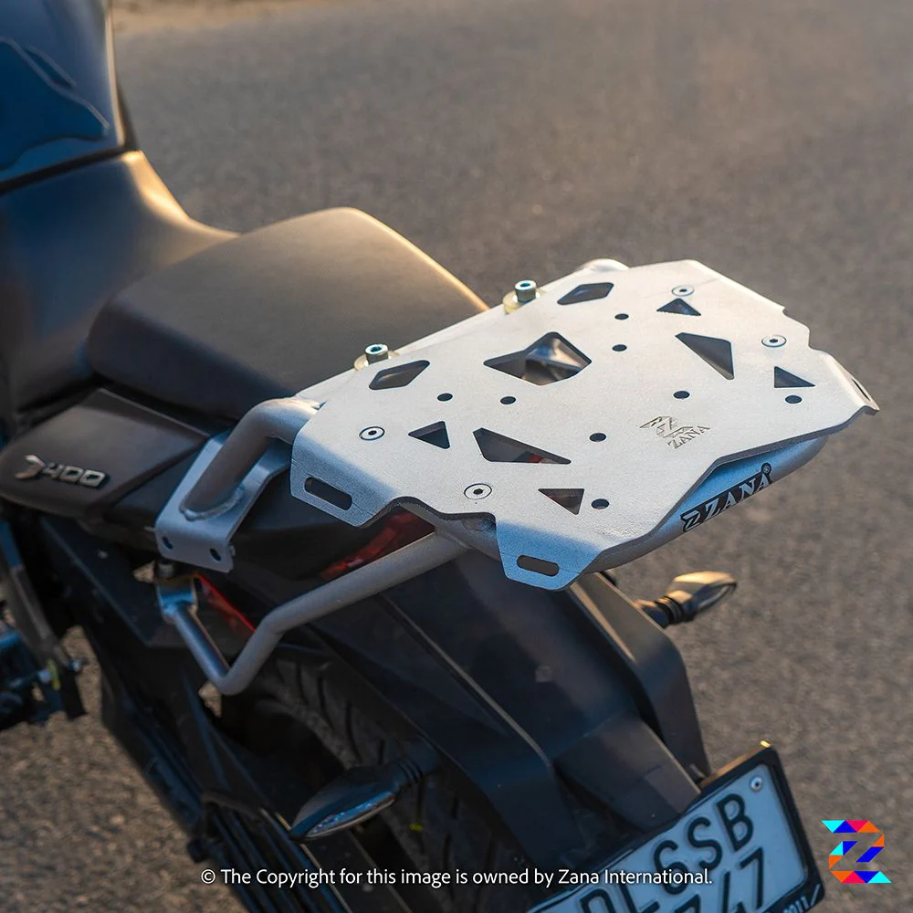Silver Top Rack with New Plate for Dominar (2017-2022) Compatible with Pillion Backrest Kustom-ZI-8143