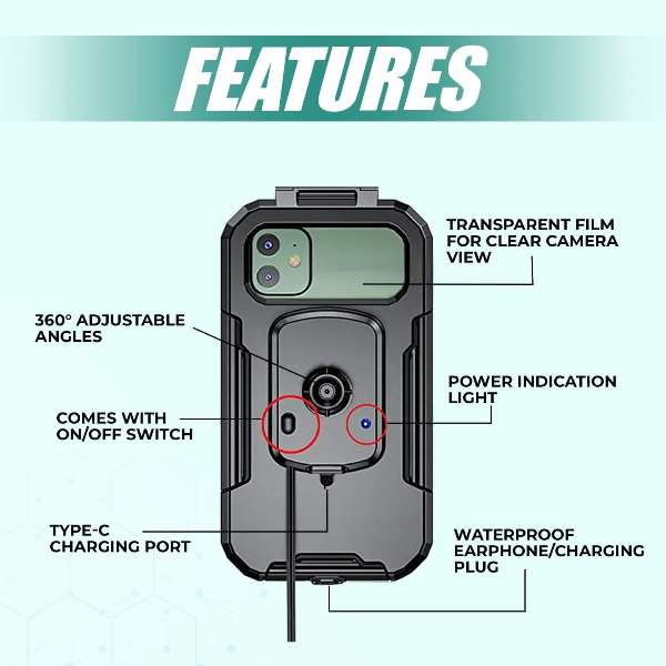 Simtac-Mobile Holder Waterproof Wireless Charger With USB C For Bikes/ Scooters (MHWPWC-15C) - Image 7