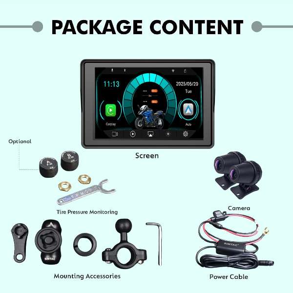 Simtac Motorcycle 5 Navigation System With Camera DVR - M4D - Image 9