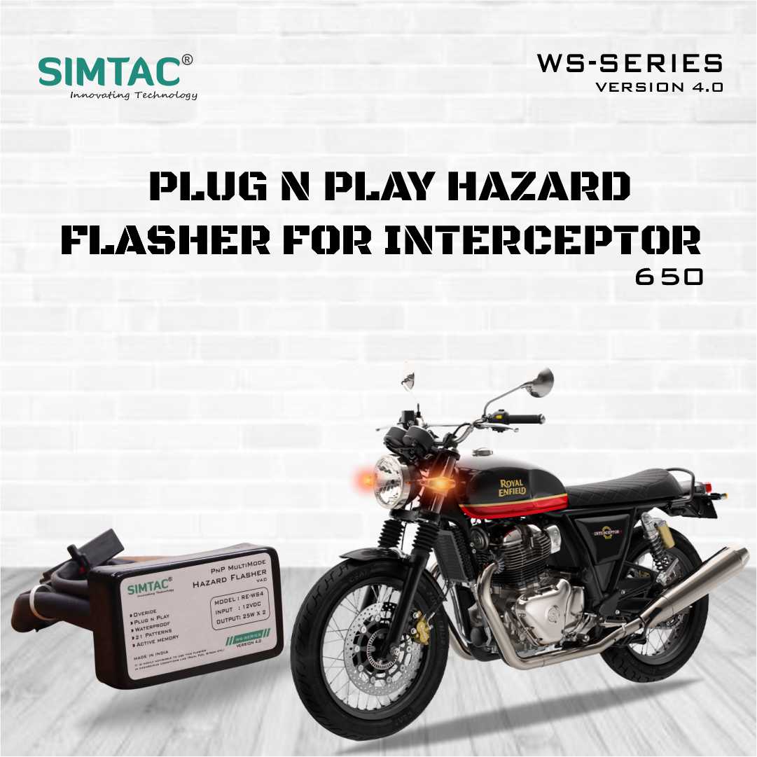 SIMTAC Plug &amp; Play Hazard Module [V4.0] for RE Interceptor (BS4/BS6) Hazard Flasher/Adapter/Module-RE-WS4