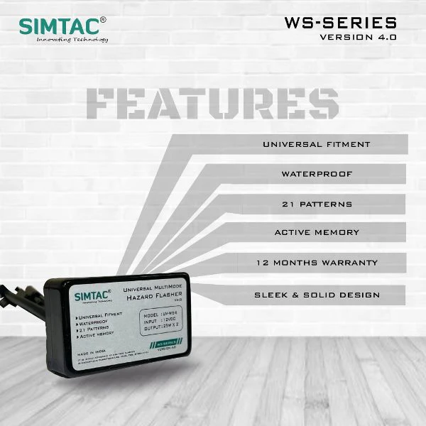 Simtac-Universal Multi Mode Hazard Flasher/ Indicator Blinker With Control Switch (UV-WS4) - Image 2