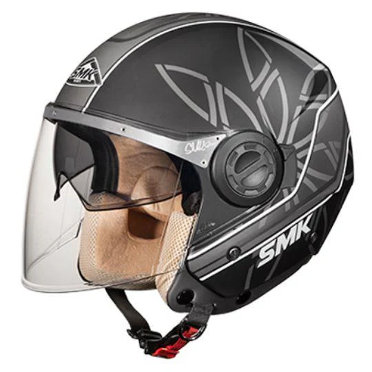 SMK Derby Grid Glossy Black &amp; Grey Helmet - GL126