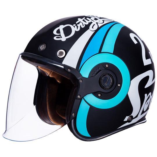 SMK Retro Jet - Speed TT Matt Black & Blue Helmet - MA215