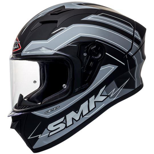 SMK Stellar Bolt Full Face Glossy Black Helmet - GL261