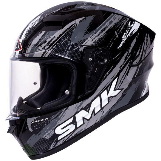 SMK Stellar Meteorite Glossy Black & Grey Helmet - GL266