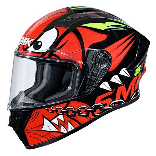 SMK Stellar Monster Glossy Orange & Black Helmet - GL231