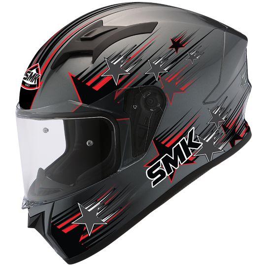 SMK Stellar Rain Star Matt Black & Red Helmet - MADA623