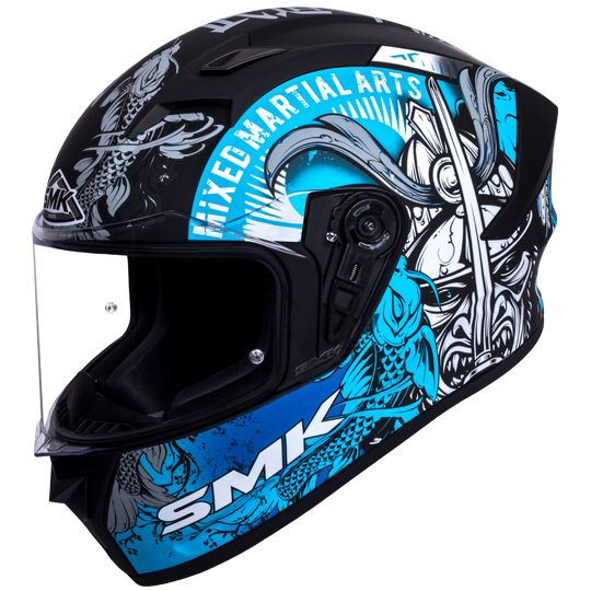 SMK Stellar Samurai Matt Black & Blue Helmet - MA265