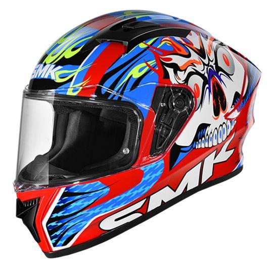 SMK Stellar Skull Glossy Multicolor Helmet - GL315