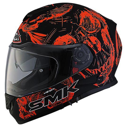 SMK Twister Skull Matt Red & Black Bluetooth Helmet - MA270