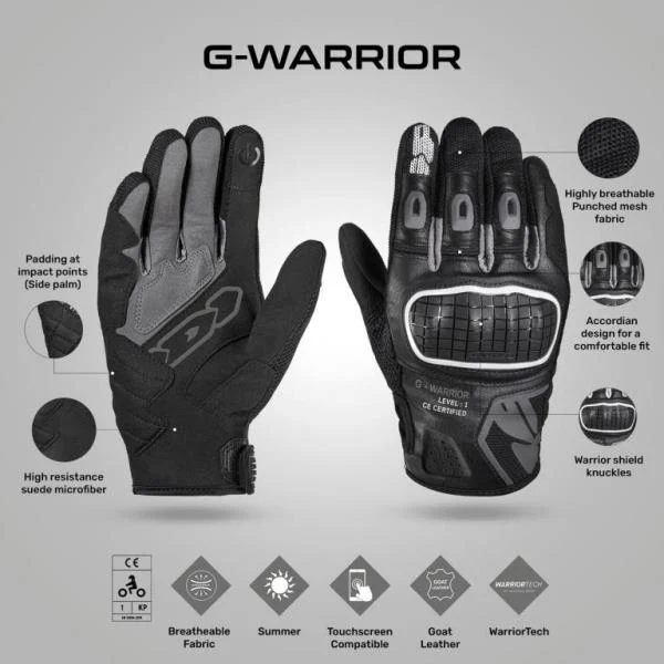 Spidi G-Warrior Gloves - Black - Image 4