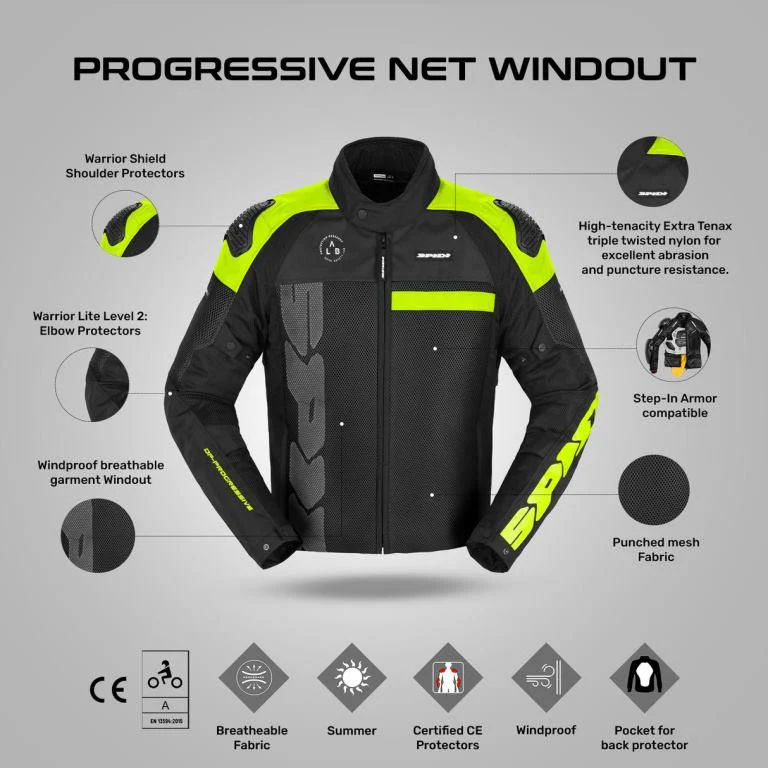 Spidi Progressive Net Windout Jacket - Black Yellow - Image 2