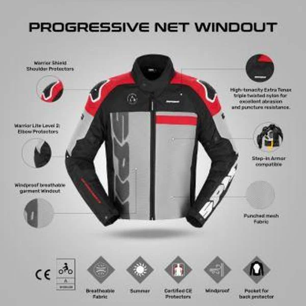 Spidi Progressive Net Windout Jacket - Red - Image 2