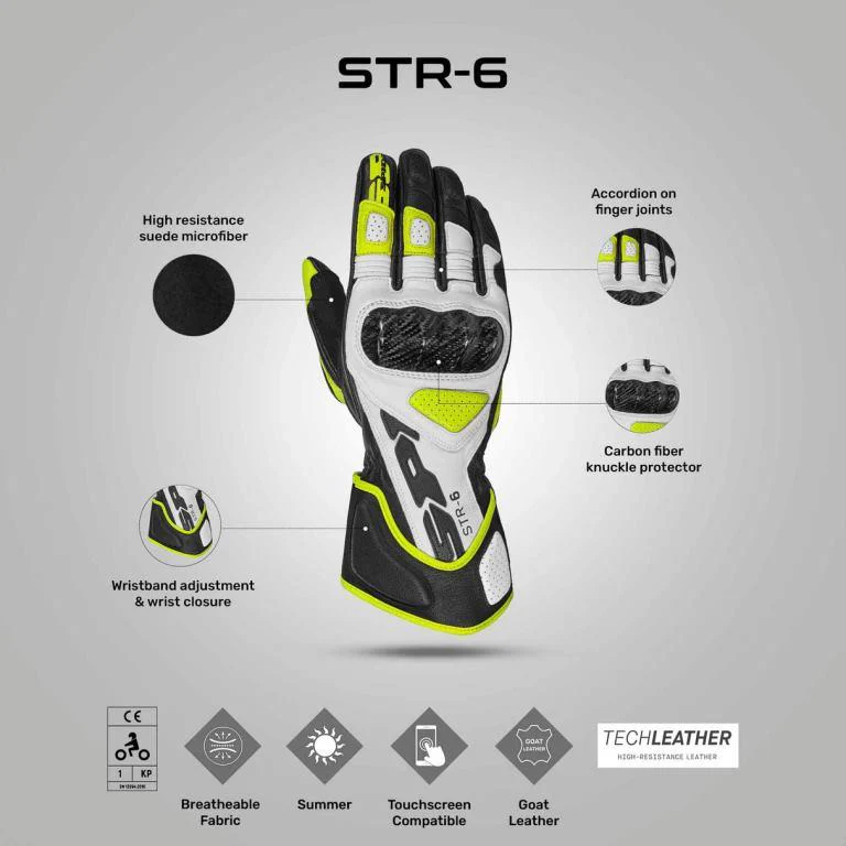 Spidi STR 6 Gloves - Black Yellow - Image 3