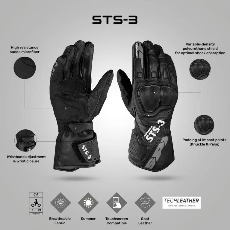 Spidi STS 3 Gloves - Black - Image 3