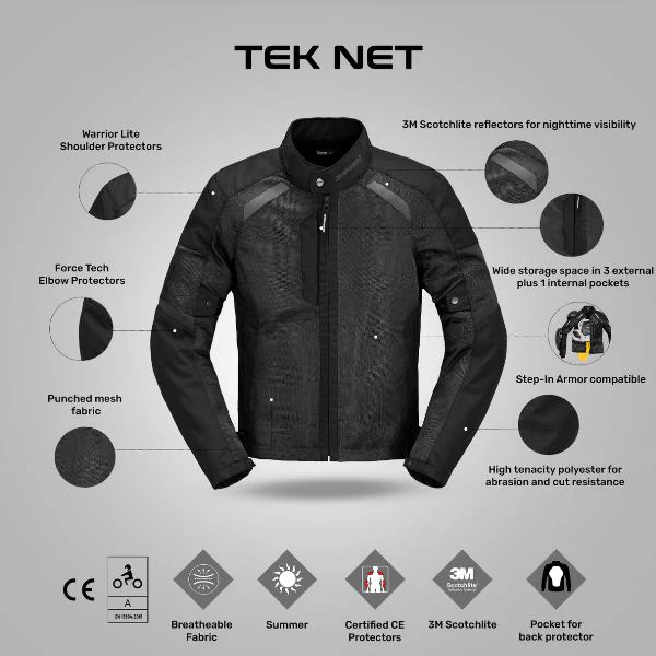 Spidi Tek Net Jacket - Black - Image 4