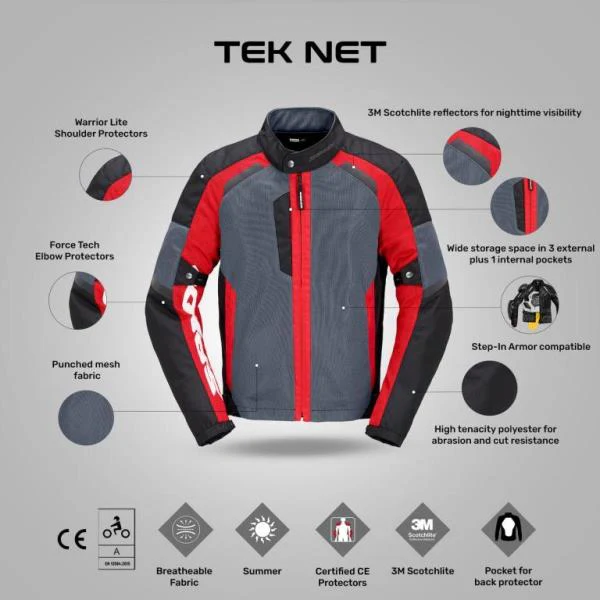 Spidi Tek Net Jacket - Red - Image 2