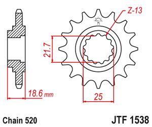 Sprockets Front (1538 - 15t) - JT Rubber - JTF1538.15RB - Image 2