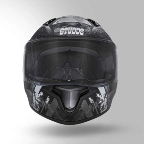 Studds Thunder D1 Decor Matt Black & Grey With Spoiler - Full Face Helmets - Image 2