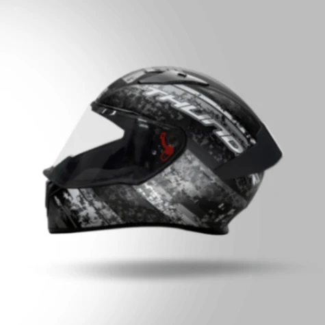 Studds Thunder D1 Decor Matt Black & Grey With Spoiler - Full Face Helmets - Image 5