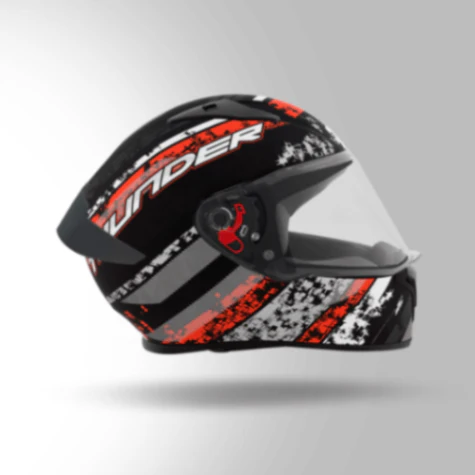 Studds Thunder D1 Decor Matt Black & Red With Spoiler - Full Face Helmets - Image 3