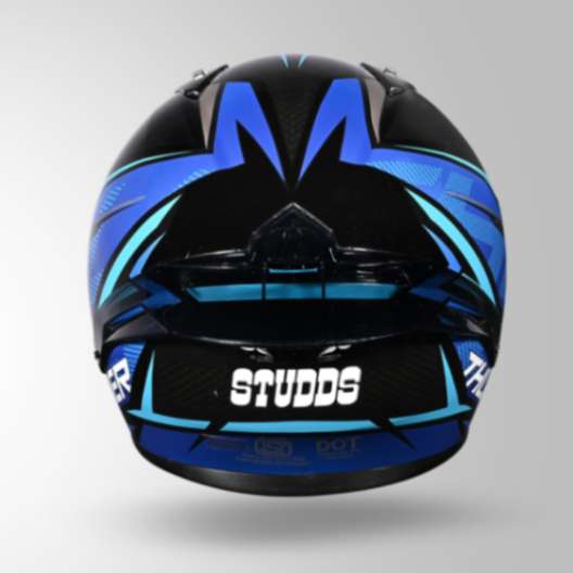Studds Thunder D1 Lightvolt Decor Full Face Helmets - Black & Blue - Image 3