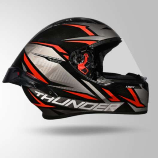 Studds Thunder D1 Lightvolt Decor Full Face Helmets – Black / Grey & Orange - Image 4
