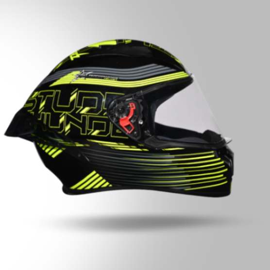 Studds Thunder D11 Decor Black & Fluorescent Yellow With Spoiler - Full Face Helmets - Image 2