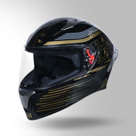 Studds Thunder D11 Decor Black & Golden With Spoiler - Full Face Helmets