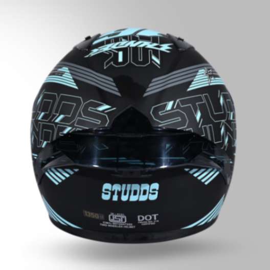 Studds Thunder D11 Decor Matt Black & Blue With Spoiler - Full Face Helmets - Image 2