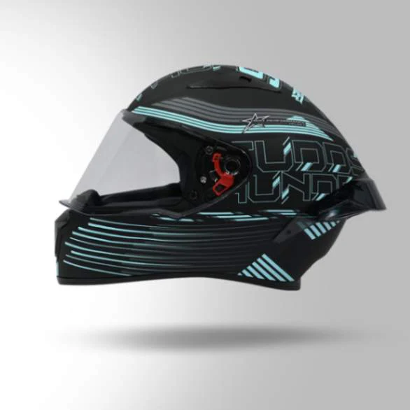 Studds Thunder D11 Decor Matt Black & Blue With Spoiler - Full Face Helmets - Image 5
