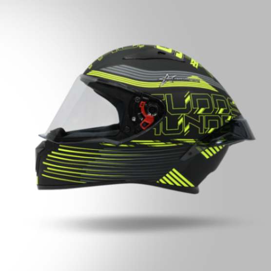 Studds Thunder D11 Decor Matt Black & Fluorescent Yellow With Spoiler - Full Face Helmets - Image 2
