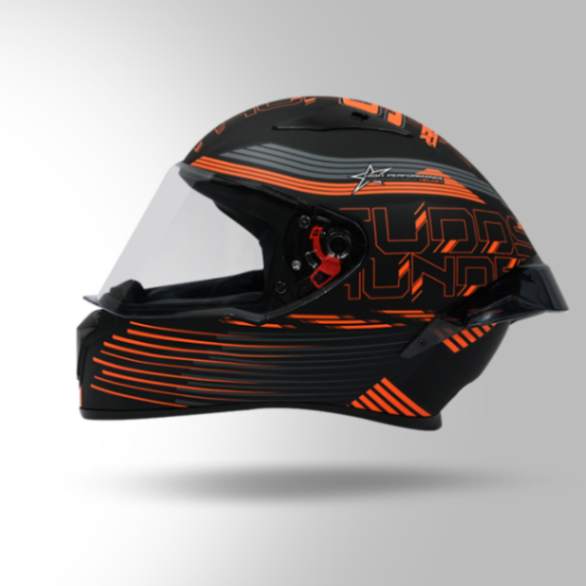 Studds Thunder D11 Decor Matt Black & Orange With Spoiler - Full Face Helmets - Image 2