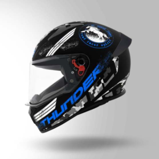 Studds Thunder D2 Decor Matt Black & Blue With Spoiler - Full Face Helmets - Image 2