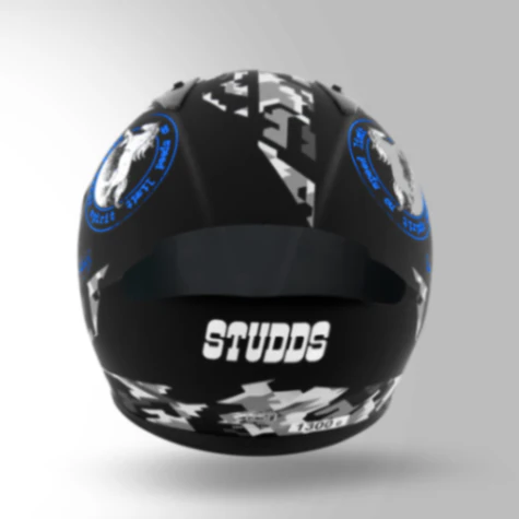 Studds Thunder D2 Decor Matt Black & Blue With Spoiler - Full Face Helmets - Image 3