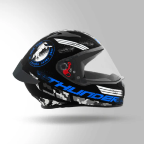 Studds Thunder D2 Decor Matt Black & Blue With Spoiler - Full Face Helmets - Image 4