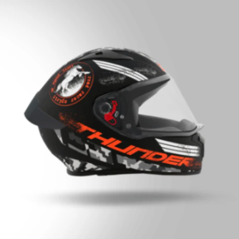 Studds Thunder D2 Decor Matt Black & Orange With Spoiler - Full Face Helmets - Image 2