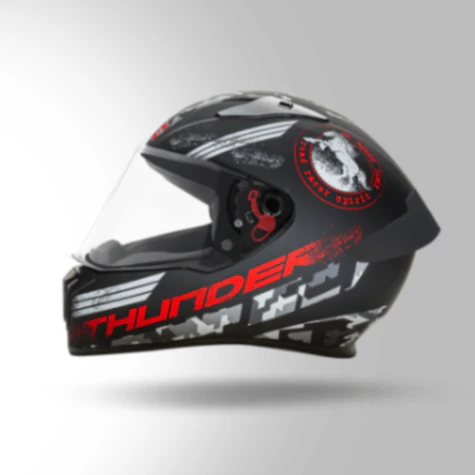 Studds Thunder D2 Decor Matt Black & Red With Spoiler - Full Face Helmets - Image 2