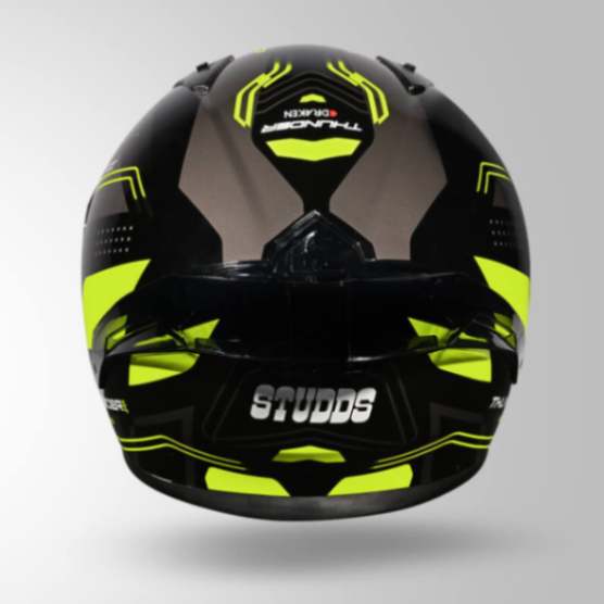 Studds Thunder D2 Draken Decor Black & Fluorescent Yellow With Spoiler - Full Face Helmets - Image 2